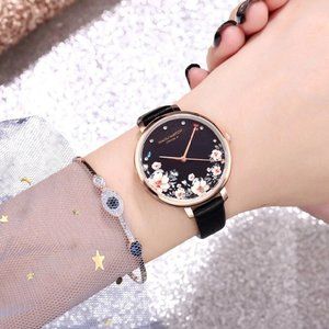 Luxury Brand Watches Flowers Printed Watch Women
